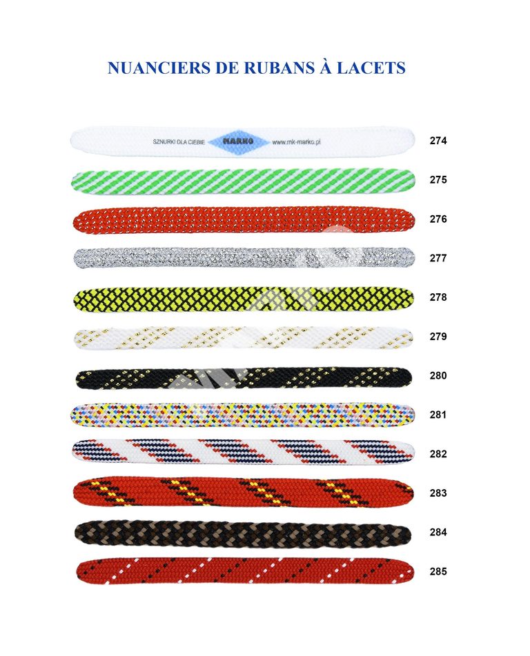 Nuanciers de rubans-lacets – offre de gros B2B Marko
