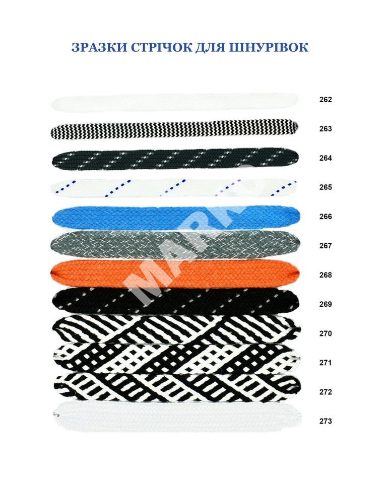 Зразки стрічок для шнурівок – оптова пропозиція B2B Marko